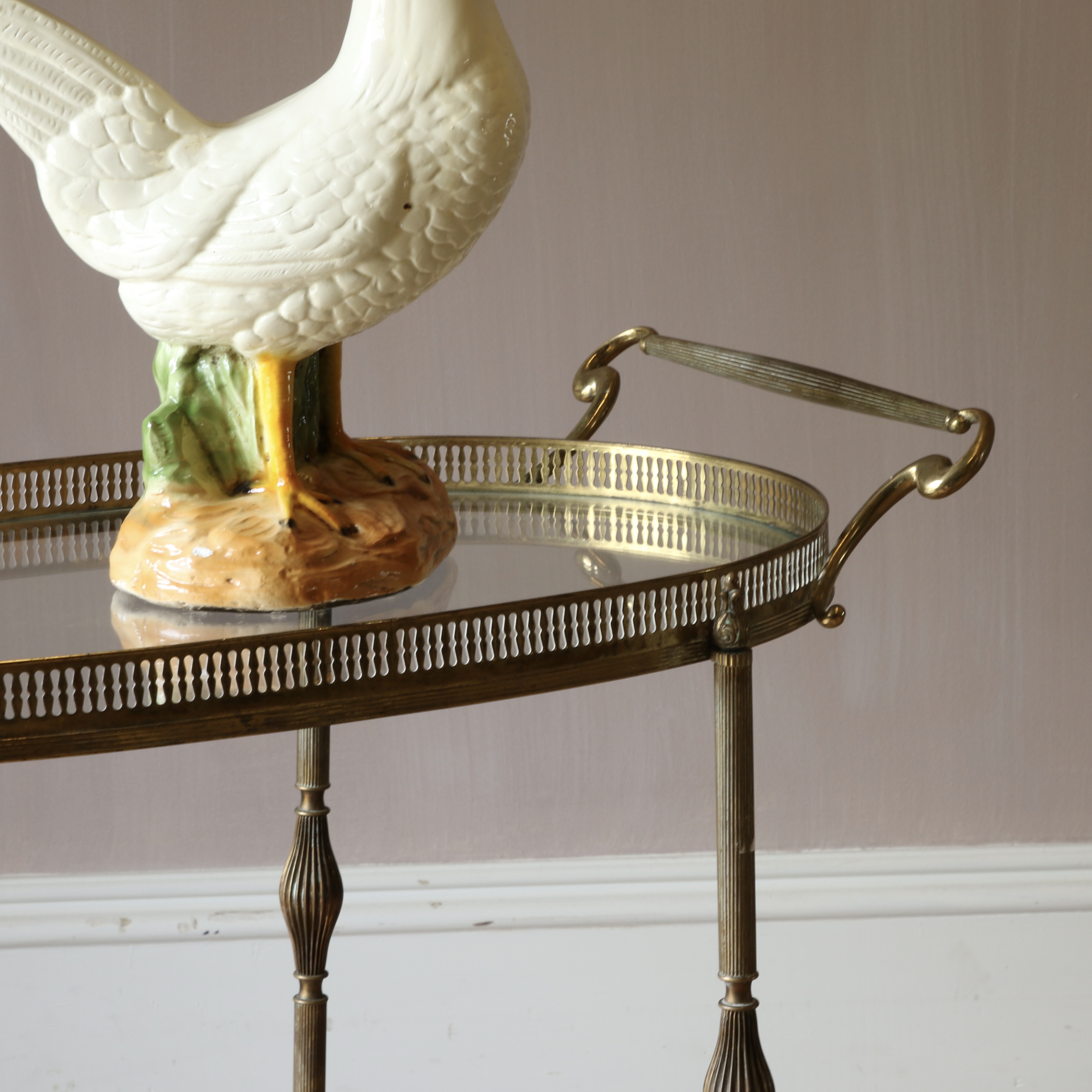 A French Brass Oval Bar Cart